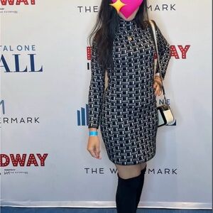 Zara Chic Black and White Patterned Dress